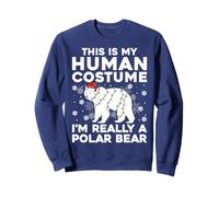 Funny Human Costume Polar Bear Christmas Santa Hat Lights Sweatshirt