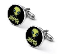 Funny Humans Aren't Real Shirt Cufflinks for Men Cuff Links Tie Father Husband Wedding Business 1.7cm