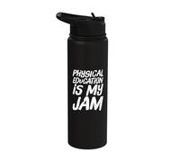Funny Humor Text Funny People Physical Education is My Jam Stainless Steel Insulated Water Bottle