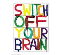 Funny Humorous 'David Shrigley Switch Off Your Brain' Novelty Postcard