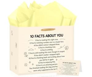 Funny Humorous Thinking of You Gift Bag Decorations Friendship Favor Bag | with Greeting Card Tissue Paper,Large,for Men Women Friend Birthday Appreciation Party Supplies Decor
