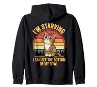Funny Hungry Cat Vintage Retro Kitten Lover Zip Hoodie