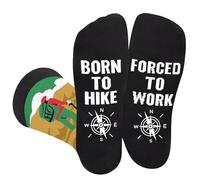 Funny Hunt Socks for Men Women Dad Teenage Boys - BORN TO HIKE FORCED TO WORK Novelty Fun Funky Happy Silly Socks for Hiker - Hiking Equipment Birthday Fathers Day Gift Ideas Christmas Stocking Filler