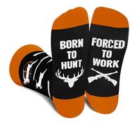 Funny Hunt Socks for Men Women Dad Teenage Boys - BORN TO HUNT FORCED TO WORK Novelty Fun Funky Happy Silly Socks for Hunter - Hunting Equipment Fathers Day Birthday Gifts Christmas Stocking Filler