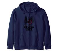 Funny Hunter Stupid Tree Deer Hunting Zip Hoodie