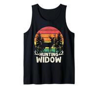 Funny Hunting Widow Deer Silhouette Retro Sunset Tank Top