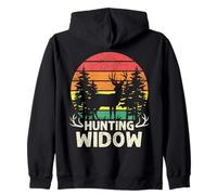 Funny Hunting Widow Deer Silhouette Retro Sunset Zip Hoodie