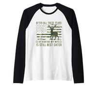 Funny Husband And Wife Hunting Partners Hunting Camouflage Raglan Baseball Tee