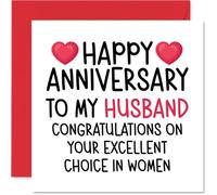 Funny Husband Anniversary Card - Excellent Choice - Cheeky Happy Anniversary Card for Husband from Wife Partner, 145mm Joke Humour Anniversaries Greeting Cards