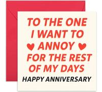 Funny Husband Card - 'Annoy You For The Rest of My Days' Anniversary Card for Wife - Annual Reminder Joke - Blank Inside with Envelope