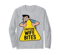 Funny Husband Marriage Humor Caution Wife Bites Man Tee Long Sleeve T-Shirt