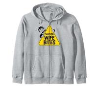 Funny Husband Marriage Humor Caution Wife Bites Man Tee Zip Hoodie