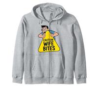 Funny Husband Marriage Humor Caution Wife Bites Man Tee Zip Hoodie