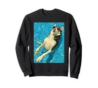 Funny Husky in Sunglasses Cool Dog Swimming Summer Vibes Sweatshirt