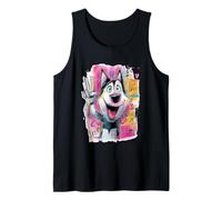 Funny Husky Peace Graffiti Pop Character Graphic Art Face Tank Top
