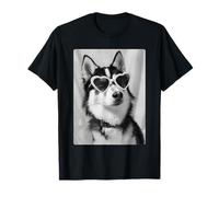 Funny Husky with Hearts Sunglasses Cute Dog Meme Summer T-Shirt