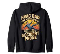 Funny HVAC Dad Like a Regular Dad Accident Prone Zip Hoodie