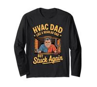 Funny HVAC Dad Stuck Again Toolbox Repair Crawl Space Long Sleeve T-Shirt