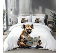 Funny Hyena Duvet Cover Set Humorous Animal Bedding Set with 1 Pillowcase, Brown Bedding for Children Adults 2 Pieces Soft and Comfortable Microfiber - All Seasons Use 135x200cm