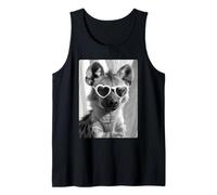 Funny Hyena with Hearts Sunglasses Cute Hyaena Animal Meme Tank Top