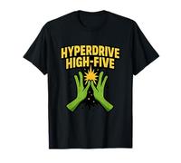 Funny Hyperdrive High-Five Alien UFO Space Humor Design T-Shirt