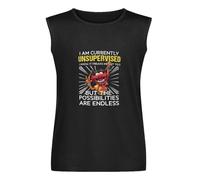 Funny I Am Currently Unsupervised Sarcasm Sarcastic Rude Mens Kid Men's Vests Tank Tops O-Neck 100% Cotton Undershirts Unisex Sleeveless T-Shirt XXXL Black