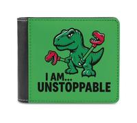 Funny I Am Unstoppable Dinosaur Leather Bifold Wallet for Men