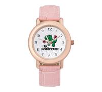 Funny I Am Unstoppable Dinosaur Leather Strap Watches for Women