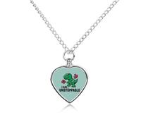 Funny I Am Unstoppable Dinosaur Printed Heart Pet Urn Necklace