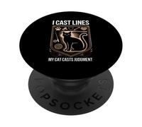 Funny I Cast Lines My Cat Casts Judgment Fishing PopSockets Adhesive PopGrip
