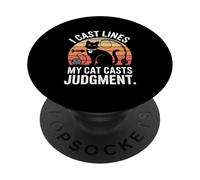 Funny I Cast Lines My Cat Casts Judgment Fishing PopSockets Adhesive PopGrip