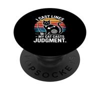 Funny I Cast Lines My Cat Casts Judgment Fishing PopSockets Adhesive PopGrip