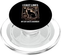 Funny I Cast Lines My Cat Casts Judgment Fishing PopSockets PopGrip for MagSafe