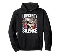 Funny I destroy silence Orchestra Violin Cat Playing Viola Pullover Hoodie