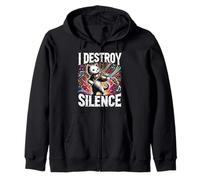Funny I destroy silence Orchestra Violin Cat Playing Viola Zip Hoodie