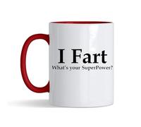 Funny “I Fart What’s Your Superpower?” Coffee Mug - Humorous Gift for Men, Women, Friends, Dad, Mom, Brother, Sister, Inside Coloured Mug,Ceramic Coffee, Tea Mug. (Red)