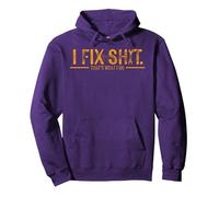 Funny I Fix Shit That's What I Do Vintage Pullover Hoodie, Adult Unisex, Purple, Large