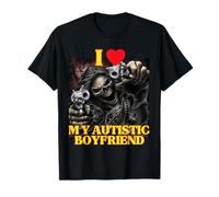 Funny I Heart My Autistic Boyfriend Hard Skeleton Meme T-Shirt