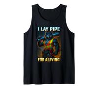 Funny I Lay Pipe for A Living Plumber Wolf Ironic Sigma Meme Tank Top