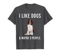 Funny I Like English Springer Spaniel Dog and Maybe 3 People T-Shirt, Men, Dark Heather Grey, 4X-Large