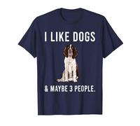 Funny I Like English Springer Spaniel Dog and Maybe 3 People T-Shirt, Men, Navy Blue, 3X-Large