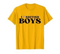 Funny I Love British Boys I Red Heart British Boys Britain T-Shirt, Men, Golden Yellow, Large