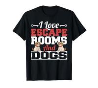 Funny I Love Escape Rooms And Dogs Cute Challenge T-Shirt