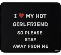 Funny I Love My Girlfriend Gaming Mouse Pad with Anti-Slip Base, Black Gamer Mousepad with Hot Boyfriend Quote, Washable, 9.5x7.9 Inches
