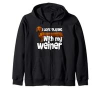 Funny I Love Playing With My Weiner Adult Humor Dirty Joke Zip Hoodie
