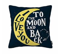 Funny I Love You to the Moon and Back Square Pillow Case Blue Yellow 18X18 Inch (double side)