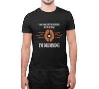 Funny I’m Drumming in My Head Drummers Metal Music Lover Songs Drums T-Shirt (Black, Large)