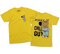 Funny I’m Just A Chill Guy T-Shirt - Kids 9-10 - Yellow - Cute Viral Sneakers Dog Meme Shirt - Big Nose Cartoon Dog Trendy Character Joke T-Shirt