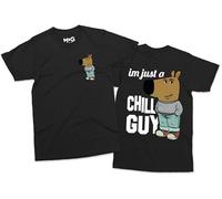 Funny I’m Just A Chill Guy T-Shirt - Men - M - Black - Cute Viral Sneakers Dog Meme Shirt - Big Nose Cartoon Dog Trendy Character Joke T-Shirt