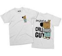 Funny I’m Just A Chill Guy T-Shirt - Men - M - White - Cute Viral Sneakers Dog Meme Shirt - Big Nose Cartoon Dog Trendy Character Joke T-Shirt